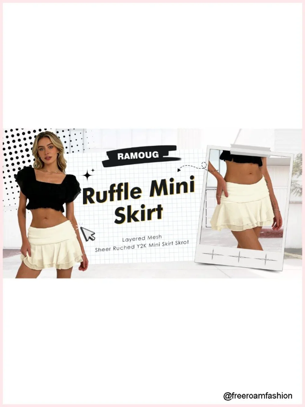 Ruffle Mesh Sheer Y2K Mini Skirt Low Rise A-Line with Lining